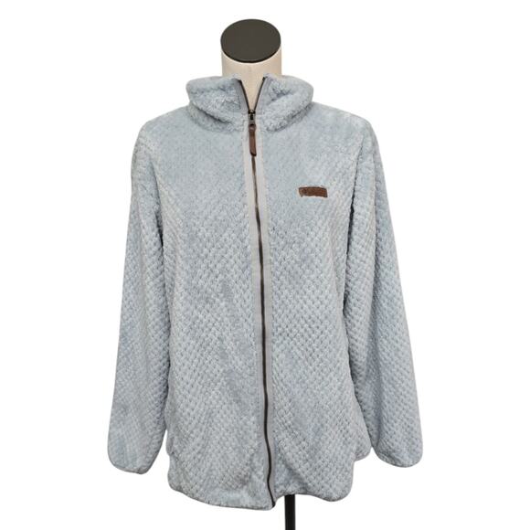 Columbia Womens Fire Side II Sherpa Full Zip Fleece Jacket‎ Light Blue Size 1X - Picture 1 of 9